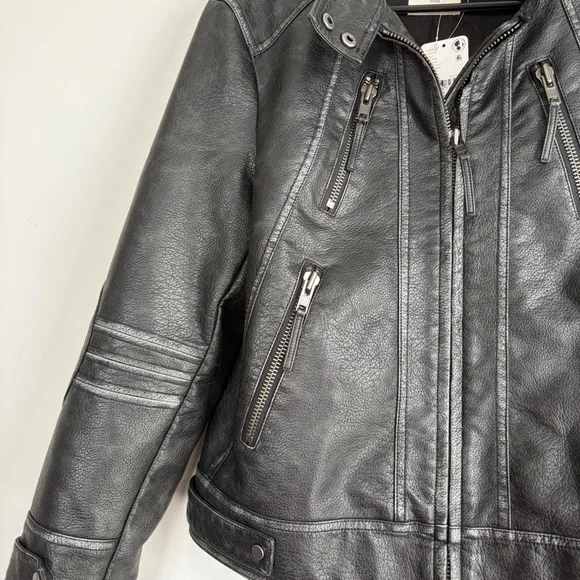 Free People We The Free Jesse Vegan Faux Leather Biker Moto Jacket - Picture 6 of 13